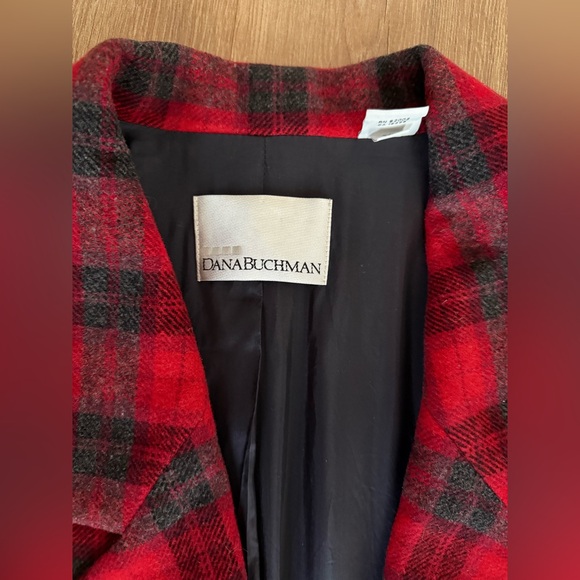 Vintage Red Plaid Holiday Wool Blazer - Picture 6 of 9